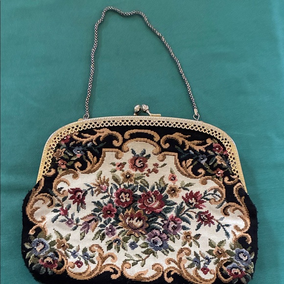 unbranded Handbags - Floral Embroidered Clutch with Chain Strap